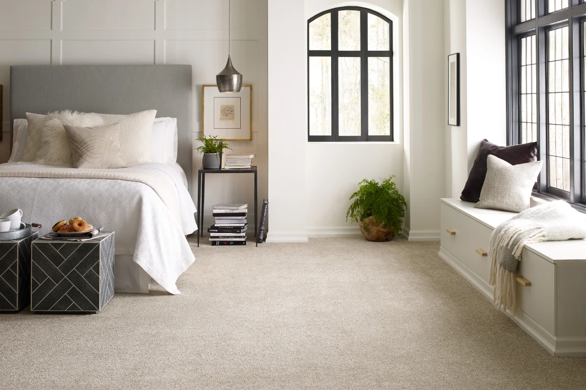 Carpet flooring in a finished home interior