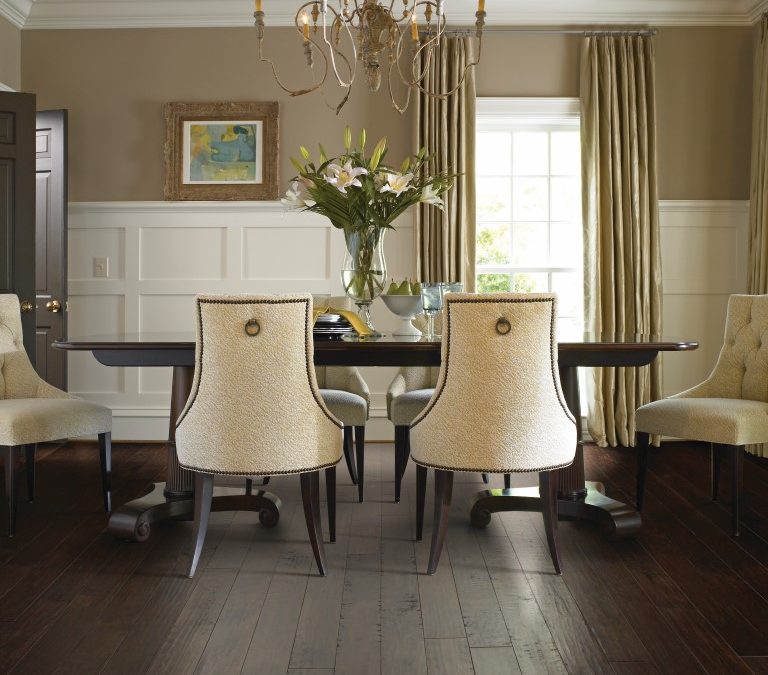 Maple hardwood flooring in luxurious dining room