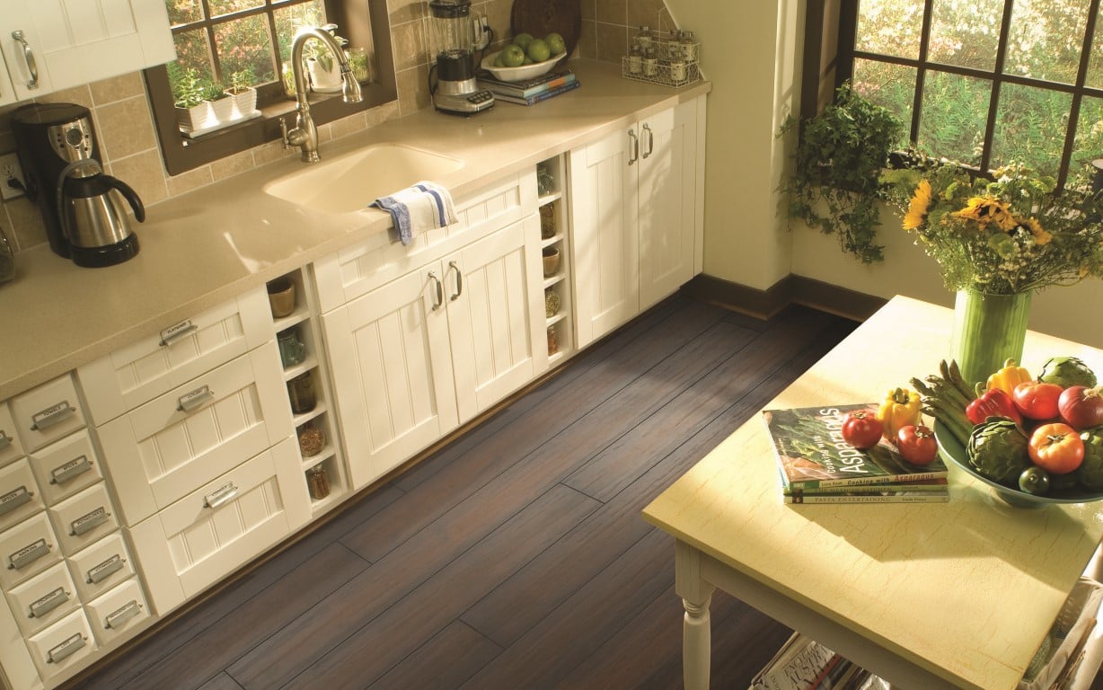 Bourbon walnut flooring in classic rustic kitchen