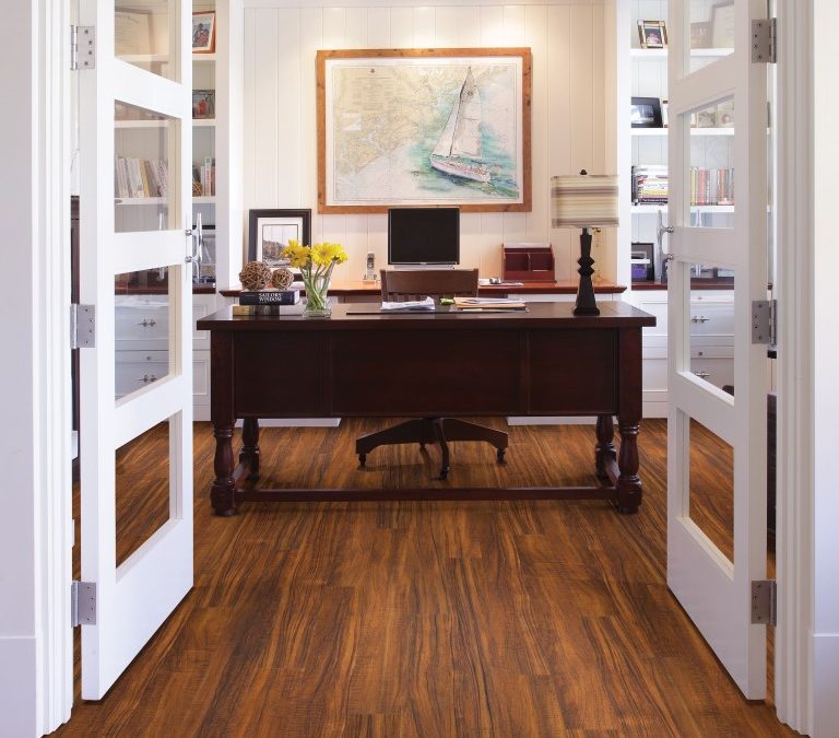 Office with tahitian wood floors